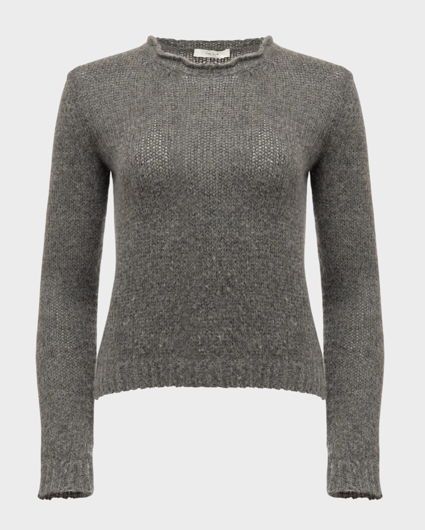 Szary sweter z ozdobnym dekoltem - Image #0