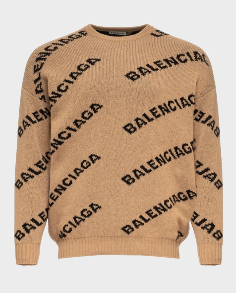 Brązowy sweter z kontrastowym logo