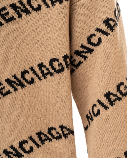 Brązowy sweter z kontrastowym logo - Image #1