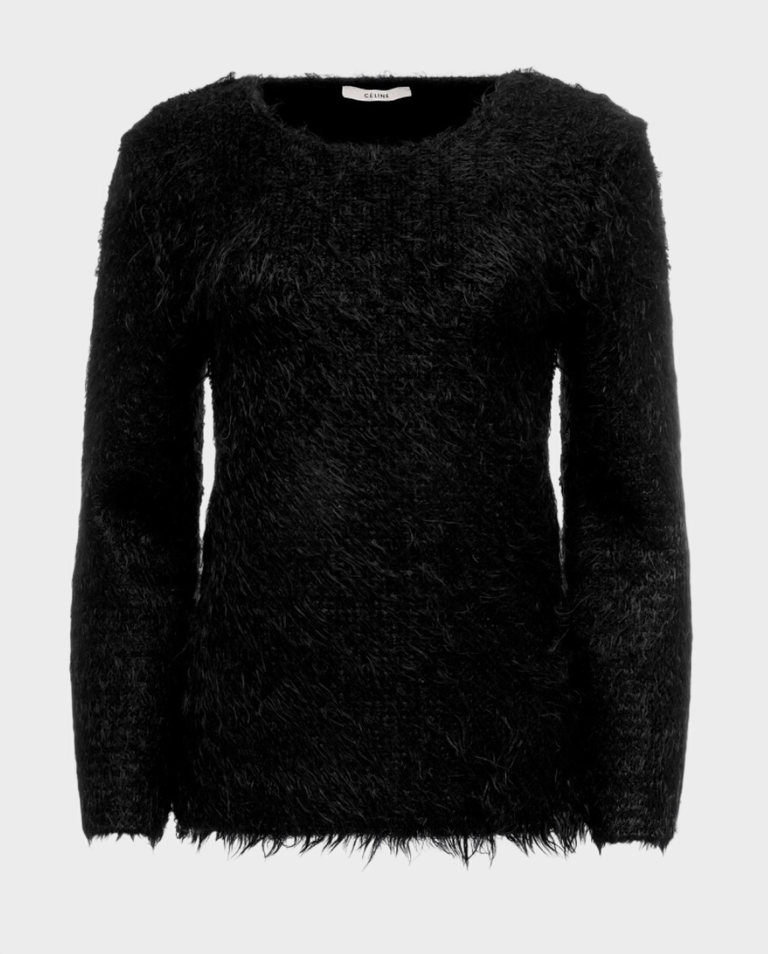 Czarny futrzany sweter