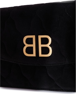 Czarna aksamitna torebka BB Wallet on Chain Velvet Quilted - Image #2