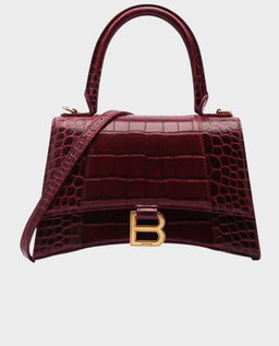 Torebka Hourglass Small Crocodile Embossed Maroon Leather - Image #0