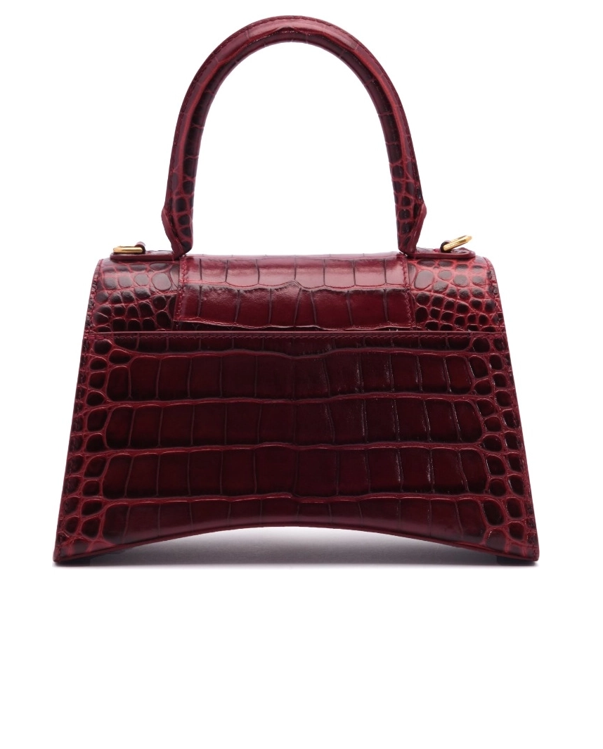 Torebka Hourglass Small Crocodile Embossed Maroon Leather - Image #1