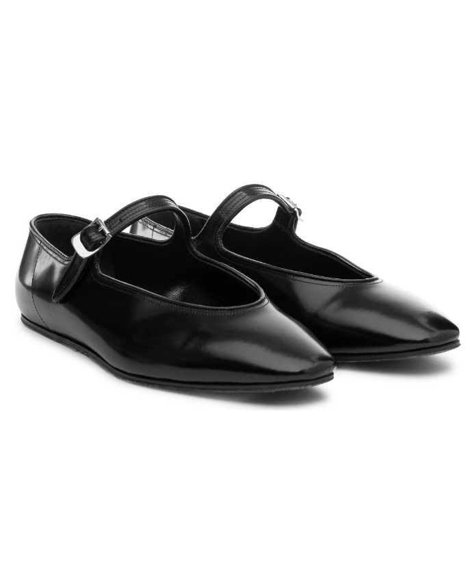 Czarne skórzane baleriny - Image #1