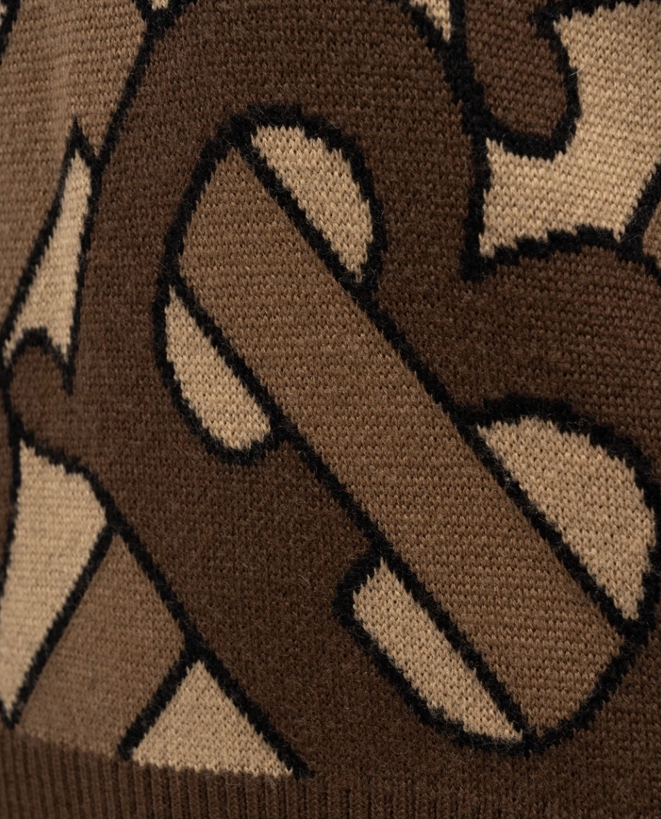 Brązowy sweter z dekoltem w serek - Image #1