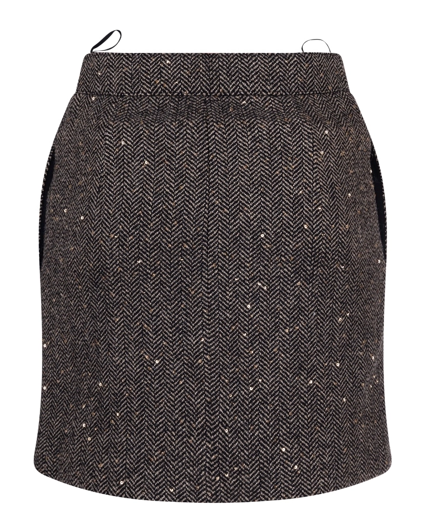 Tweedowa spódnica w jodełkę z plisami i cekinami - Image #1