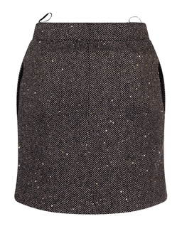 Tweedowa spódnica w jodełkę z plisami i cekinami - Image #1