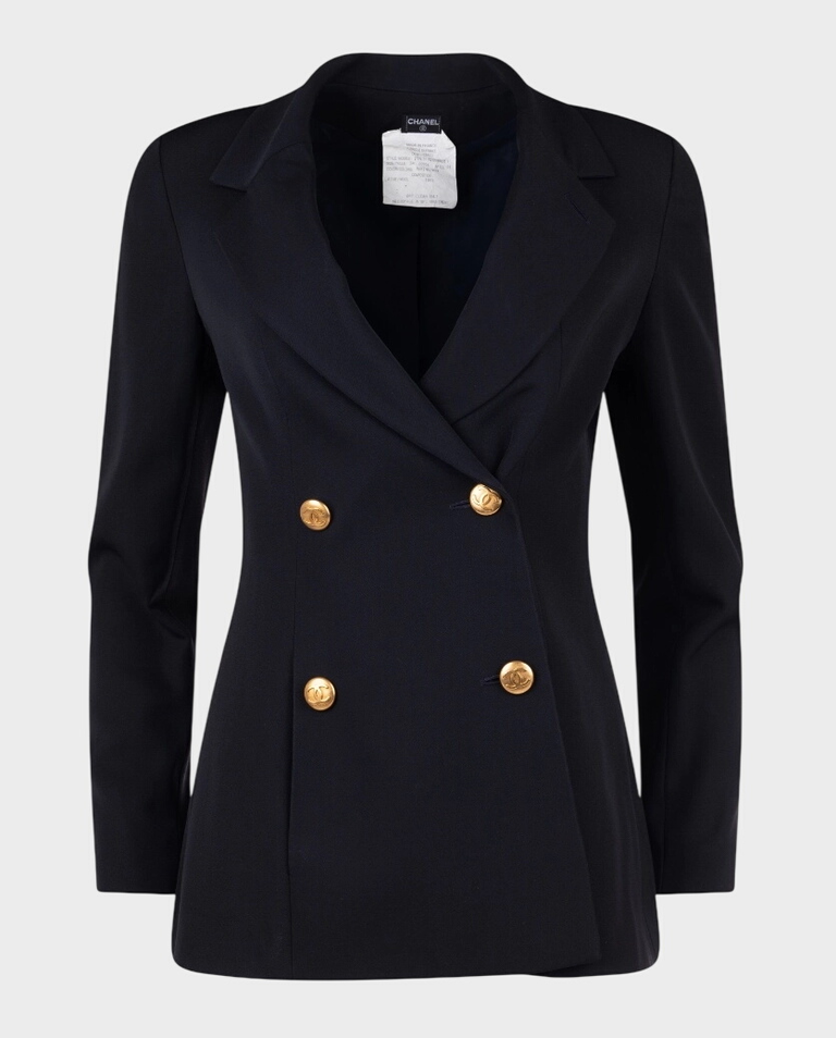 Granatowa dwurzędowa marynarka