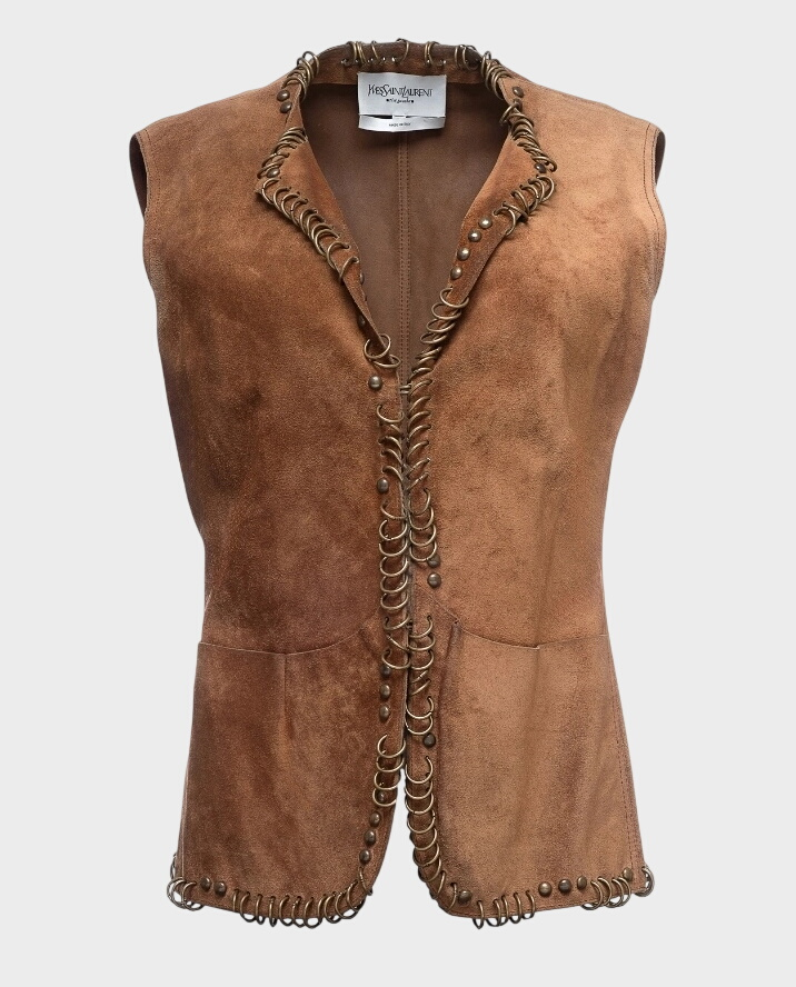 Brązowa skórzana kamizelka