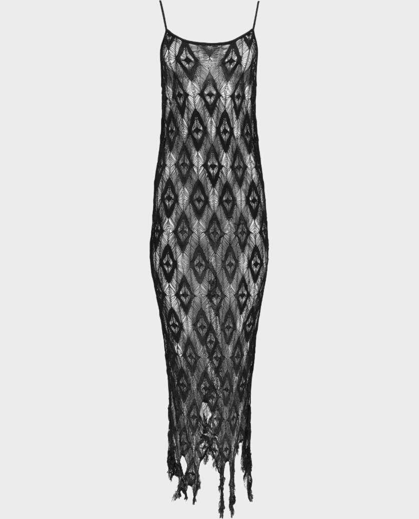 Długa sukienka z koronki typu gauge - Image #0