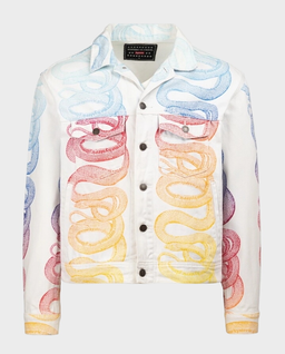 Biała kurtka jeansowa z motywem węża - Image #0
