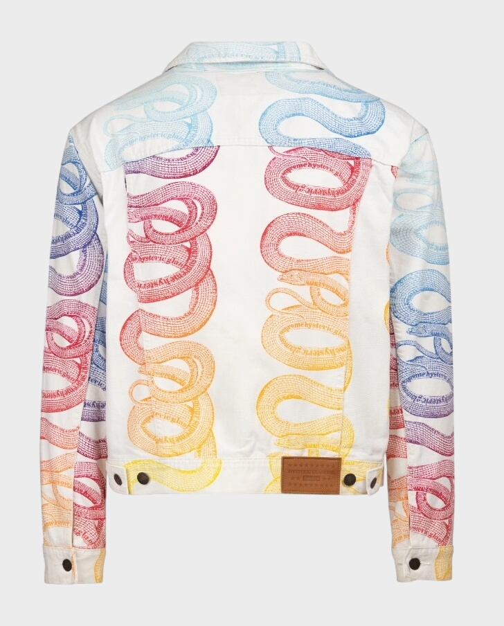 Biała kurtka jeansowa z motywem węża - Image #1