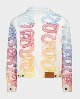 Biała kurtka jeansowa z motywem węża - Image #1