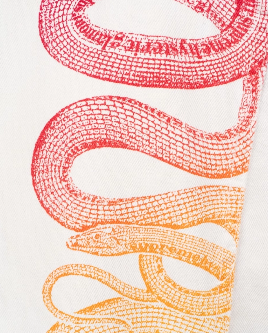 Biała kurtka jeansowa z motywem węża - Image #2