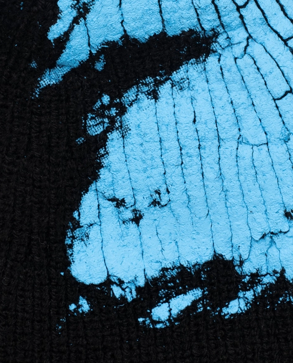 Wełniana czapka Vetements Blue Paint Destroyed - Image #2