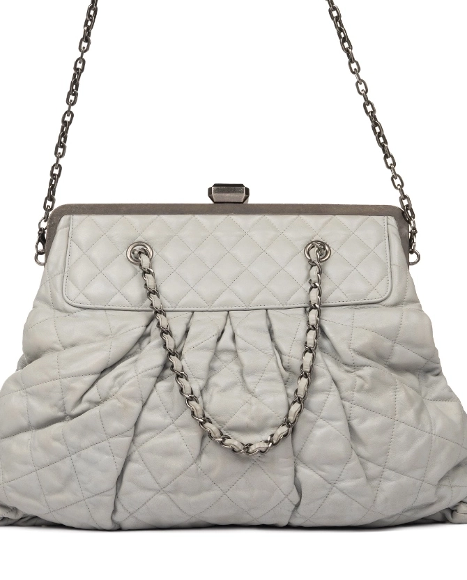 Pikowana jasnoszara torebka Chic Frame - Image #1