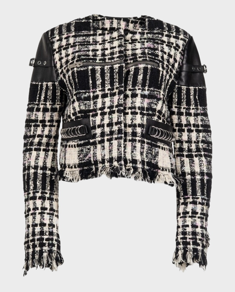 Krótka kurtka z tweedu bouclé