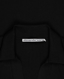 Czarny kardigan z prążkowanej dzianiny - Image #1