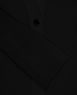 Czarny kardigan z prążkowanej dzianiny - Image #2