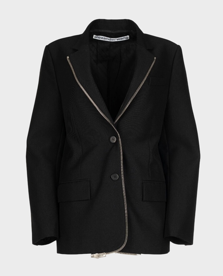 Czarna marynarka jednorzędowa