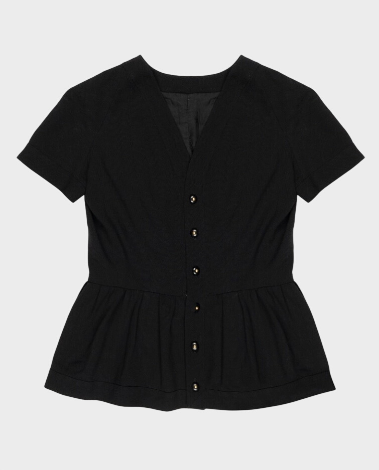 Czarna bluzka z falbaną