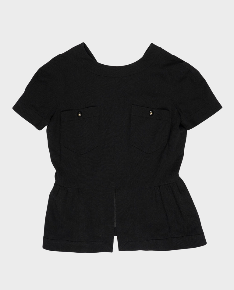 Czarna bluzka z falbaną