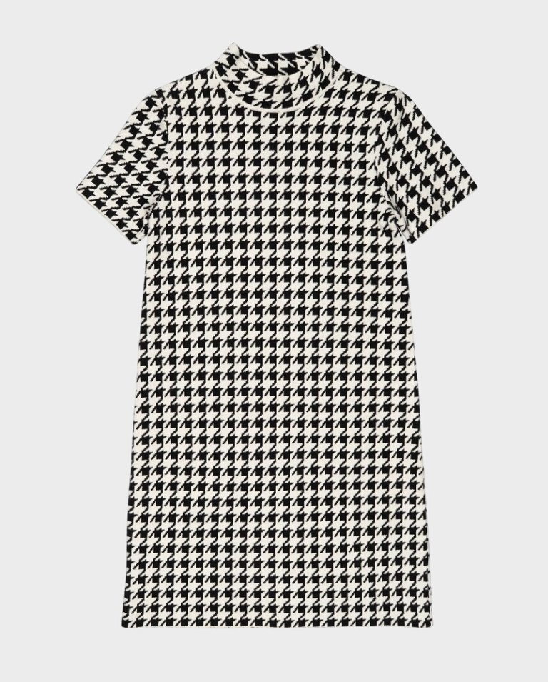 Żakardowa sukienka mini Houndstooth