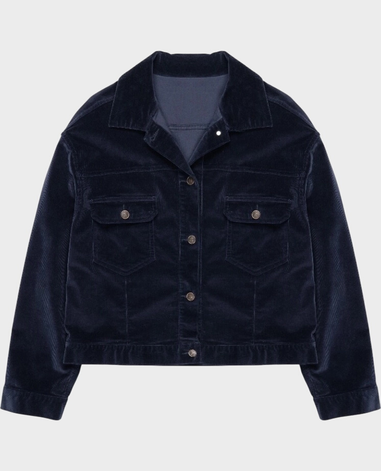 Granatowa kurtka sztruksowa