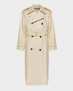 Beżowy dwurzędowy trencz z paskiem - Image #0