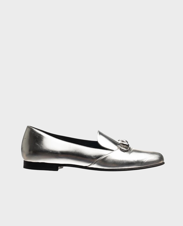 Srebrne metaliczne loafersy