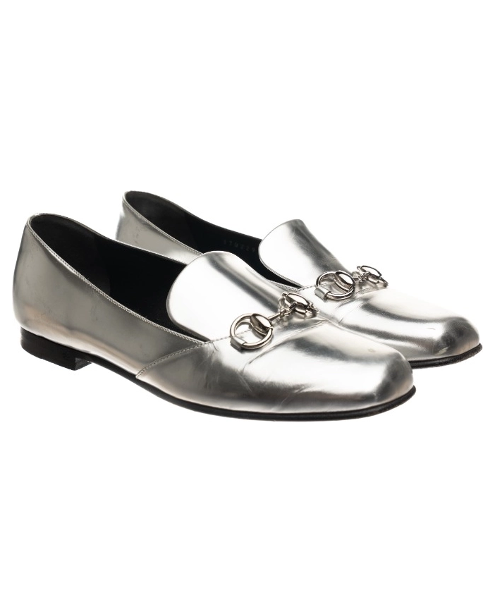 Srebrne metaliczne loafersy