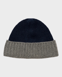 Granatowo-szara kaszmirowa czapka - Image #0