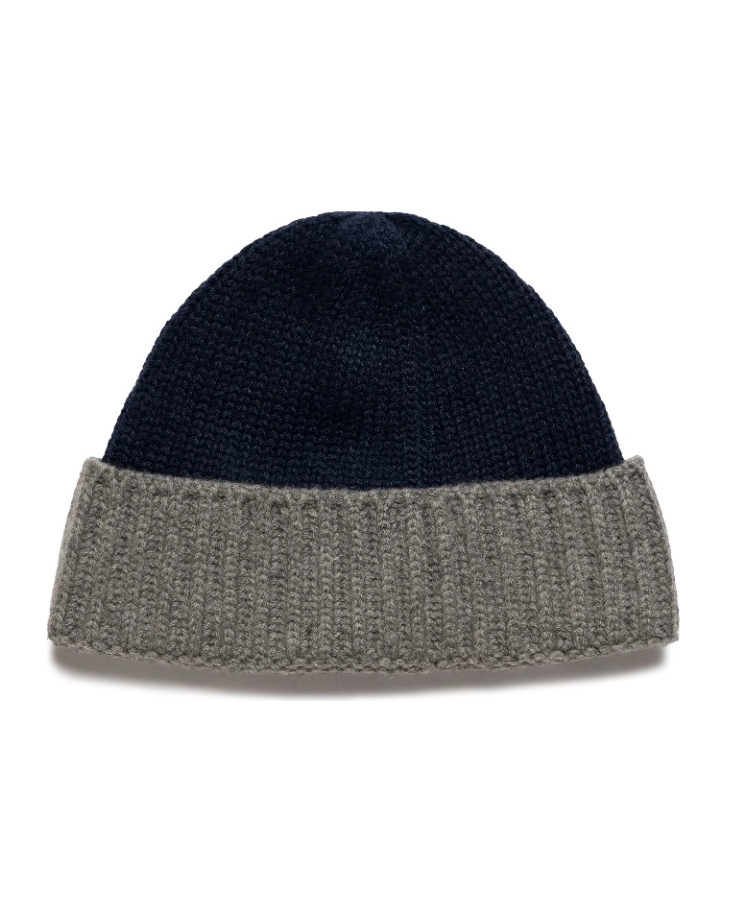 Granatowo-szara kaszmirowa czapka - Image #1