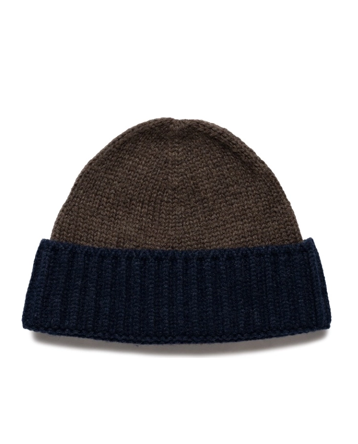 Brązowo-granatowa kaszmirowa czapka