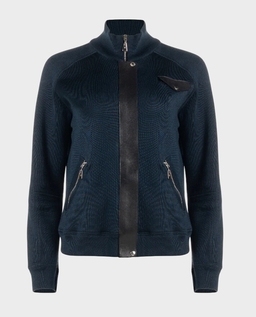 Granatowa kurtka ze skórzanymi elementami - Image #0