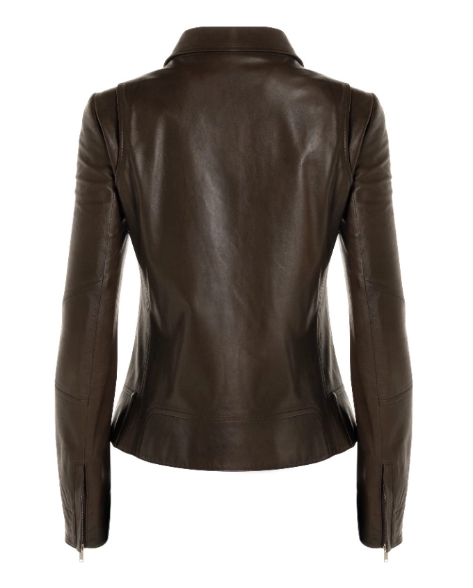 Brązowa kurtka skórzana