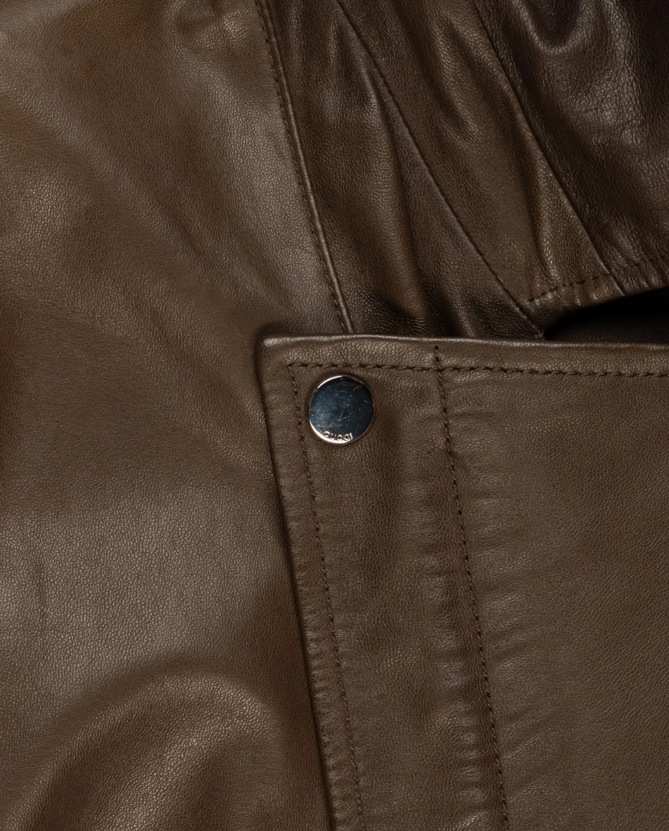 Brązowa kurtka skórzana - Image #3