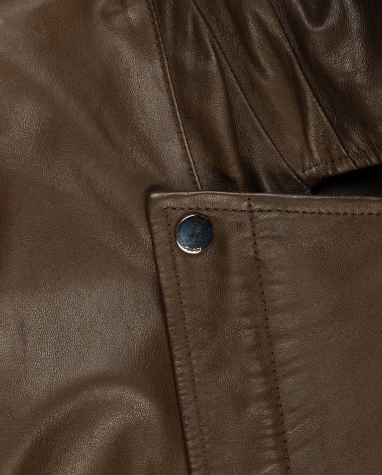 Brązowa kurtka skórzana - Image #3