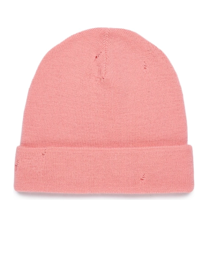 Różowa czapka Acne Studios ribbed-knit distressed wool