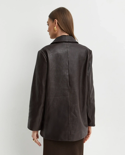 Ciemnobrązowa skórzana marynarka Opus - Image #3