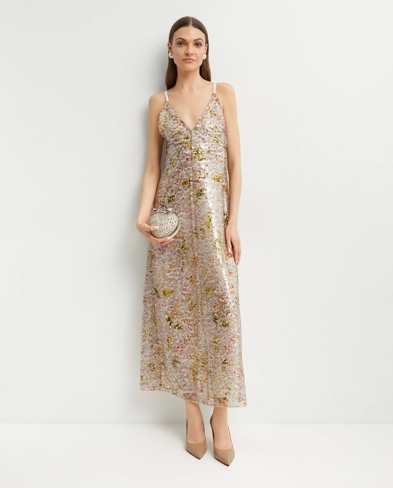 Długa cekinowa sukienka