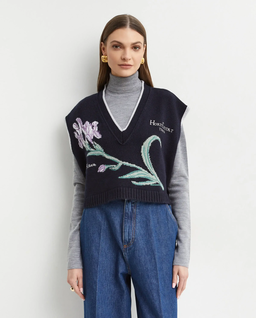 Granatowa kamizelka z haftem - Image #0