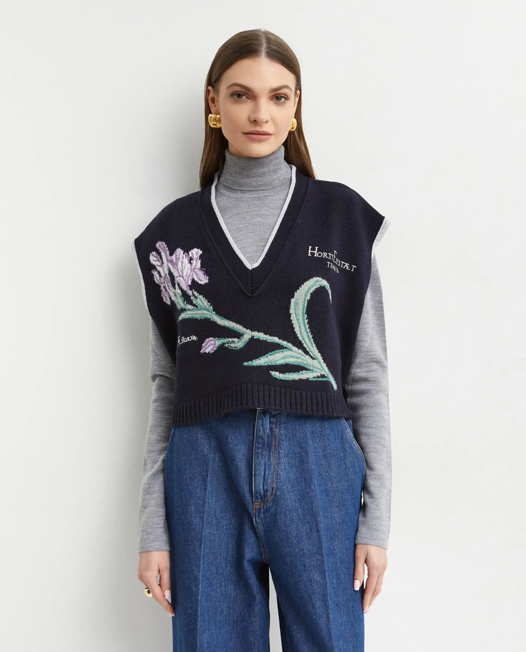 Granatowa kamizelka z haftem