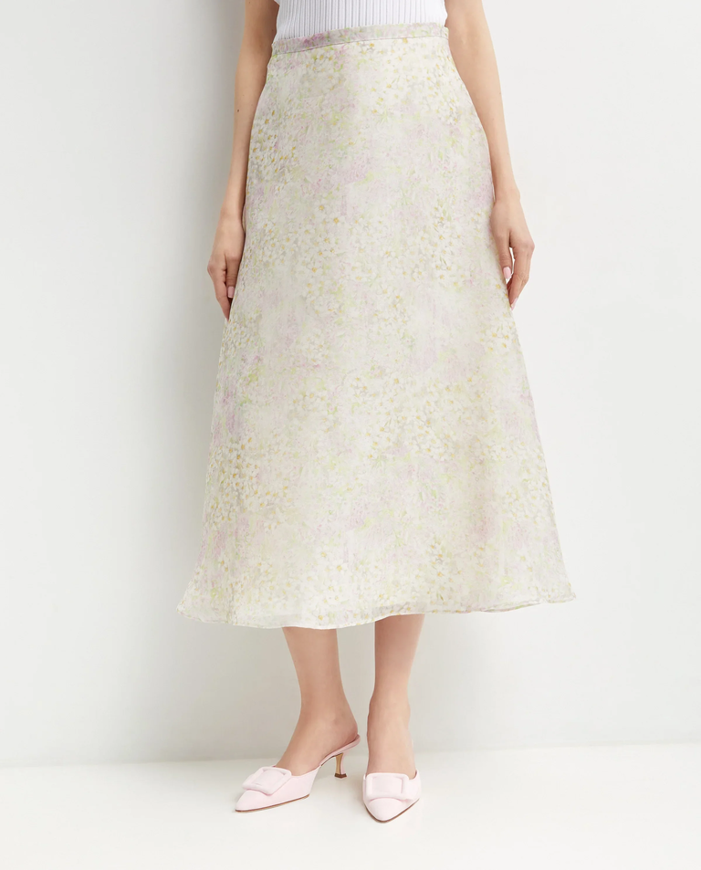 Jedwabna midi spódnica z printem