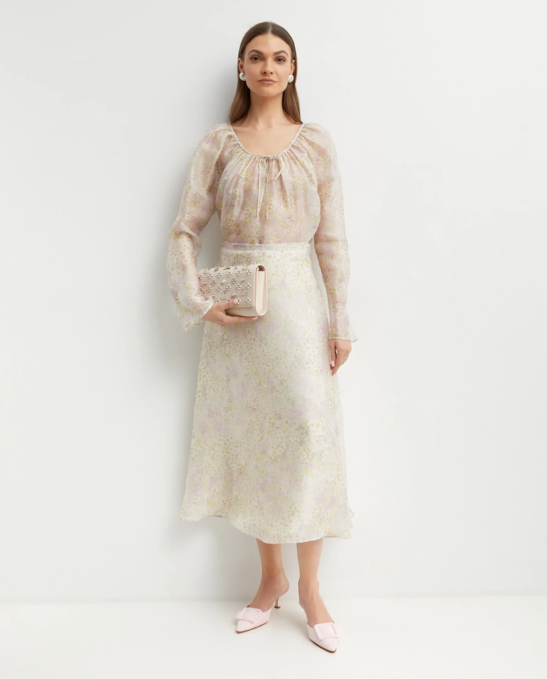 Jedwabna midi spódnica z printem