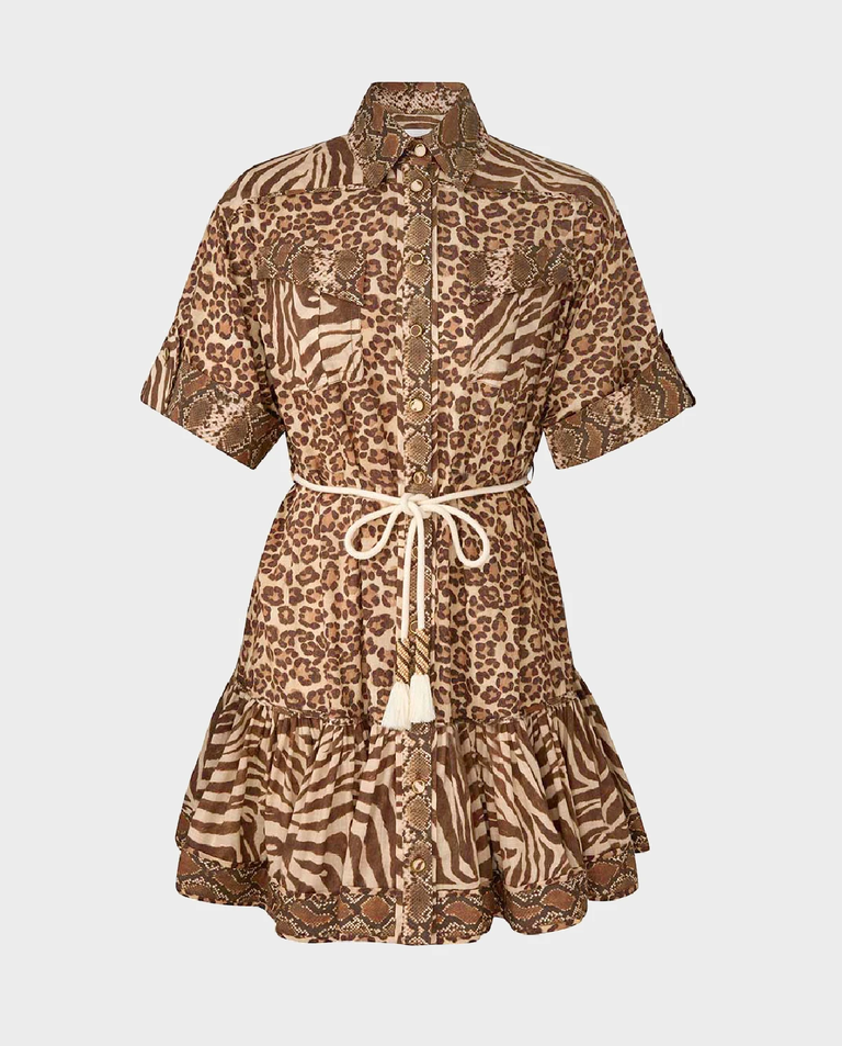 Brązowa sukienka mini Wanderlust Lantern