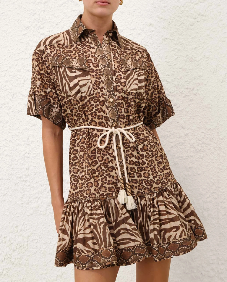 Brązowa sukienka mini Wanderlust Lantern - Image #3