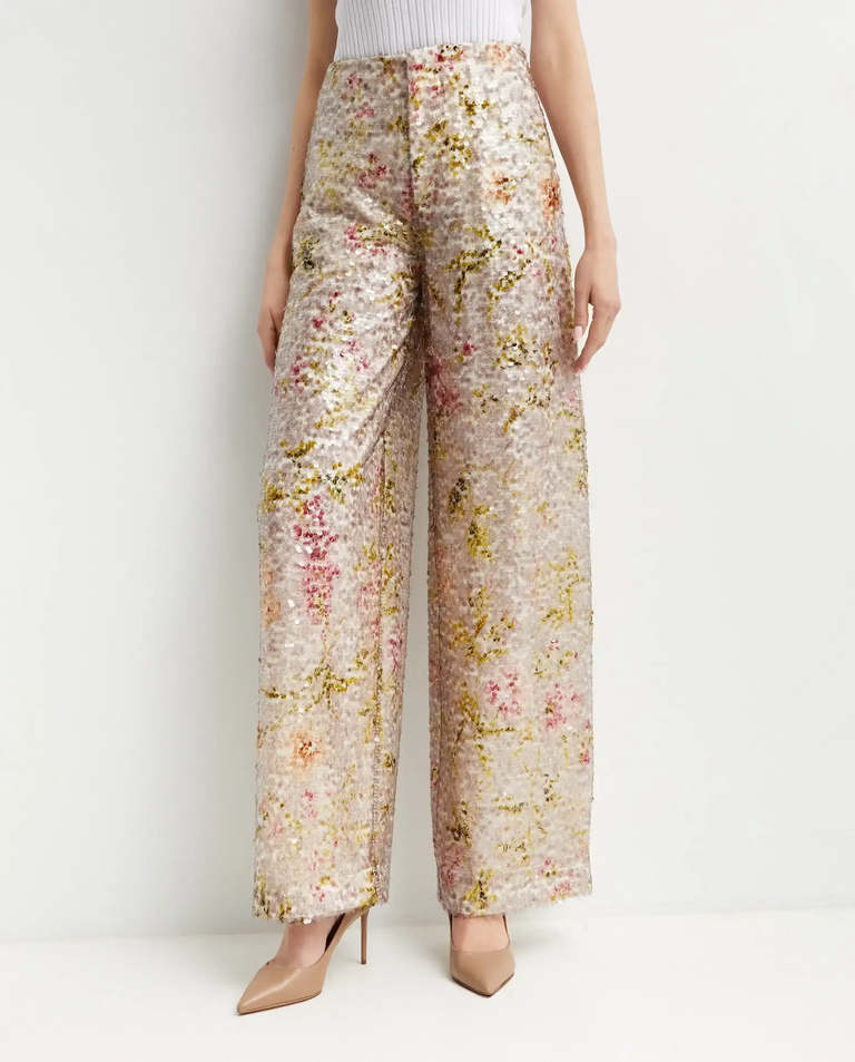 Cekinowe spodnie z wysokim stanem