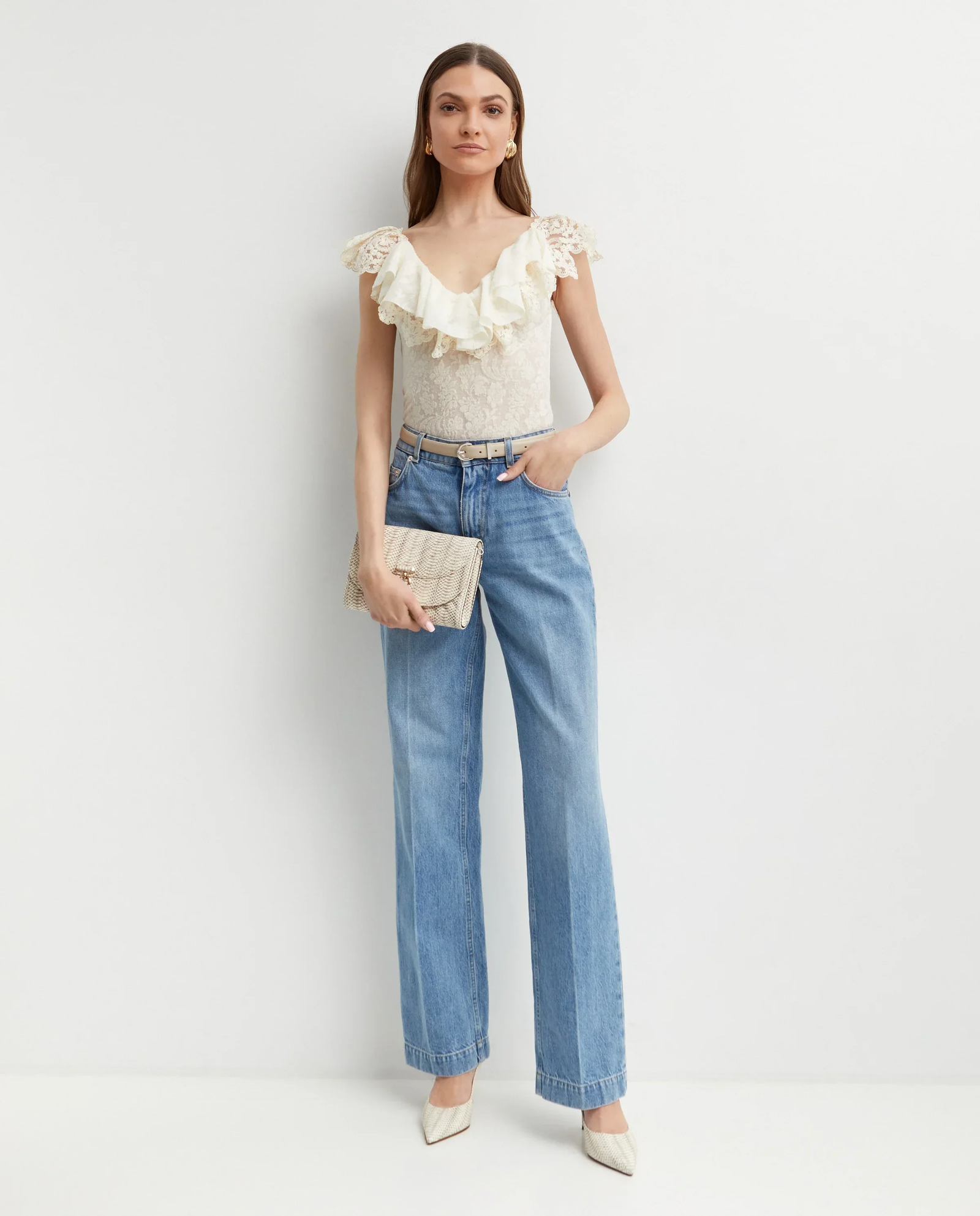 Body ecru z falbanką - Image #1