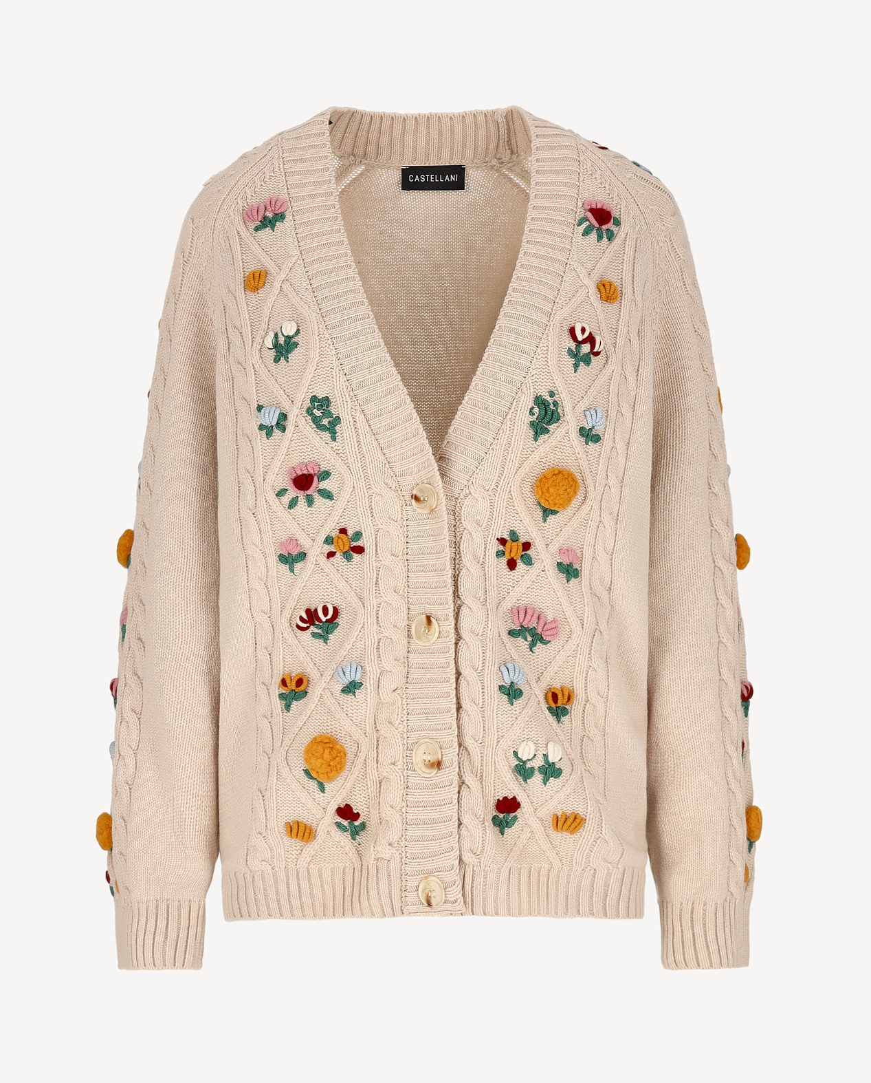 Wełniany kardigan z haftami Camellia - Image #0